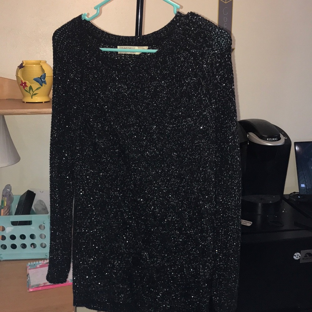 Black and silver stitched sweater